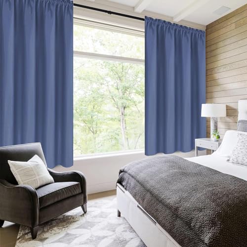 Short Blackout Curtains 52 x 36 Inch for Kitchen RV Bunk Dusty Blue (Dusty Blue / 52"W x 36"L (Pack of 2))