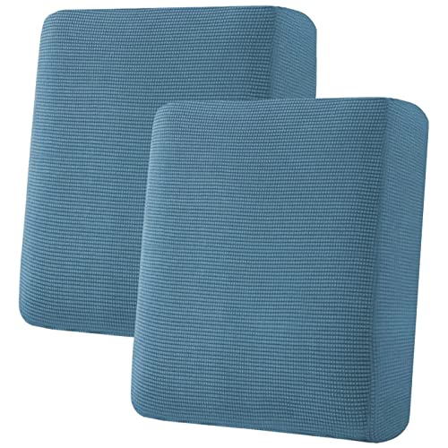 Super Stretch Individual Seat Cushion Covers Sofa Covers Couch Cushion Covers Slipcover Sets Thick Jacquard Textured Twill Fabric (Dusty Blue / 2 Cushion Loveseat)