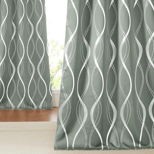 Greyish Green Curtain Panels for Vintage Bedroom (1 - Greyish Green / 52"W x 84"L (Pack of 2))