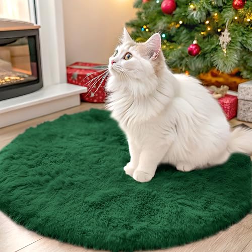 Dark Green Round Rugs for Bedroom (2 Ft Round / Dark Green)