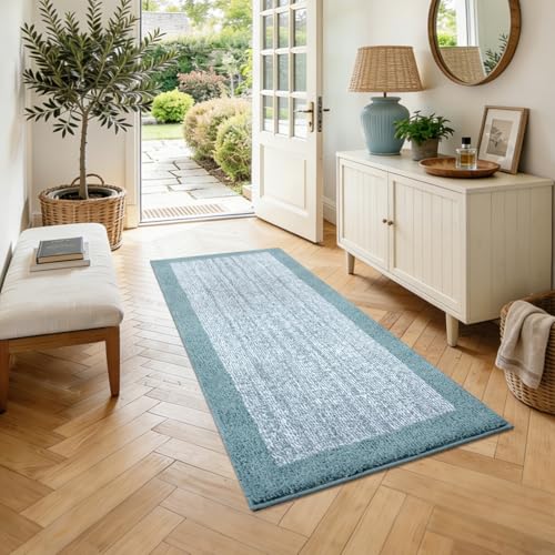 48x24 Bathroom Rugs Non Slip Washable (Dusty Blue / 2' x 4' (Rectangular))