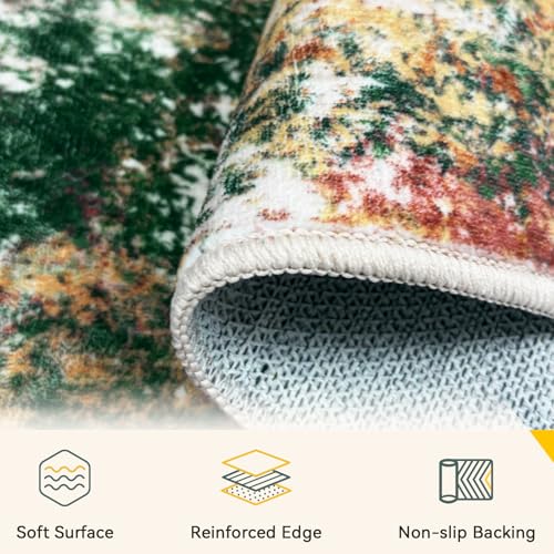 Washable Square 8'x8' Area Rug for Living Room Green Multi (Green/Orange/Red/Blue / 8' x 8' (Square))