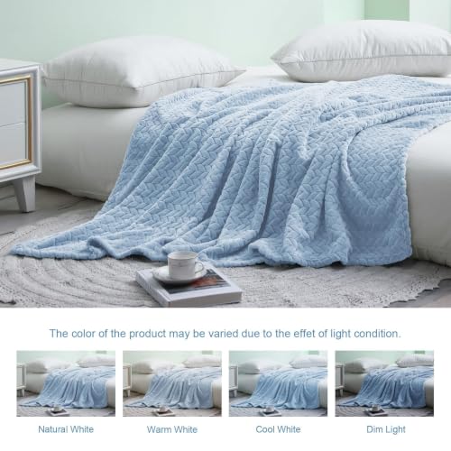Soft Fleece Bed Blanket Twin Size (Light Blue / Twin ( 60x80 IN ))