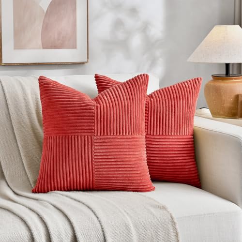 2 Packs Red Decorative Throw Pillow Covers 20x20 Inch for Living Room Couch Bed Sofa (Red / 20" x 20" (Pack of 2))