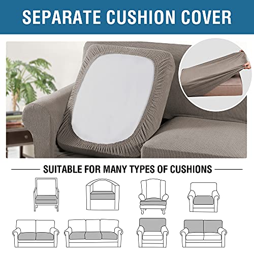 4 Piece Stretch Sofa Covers for 3 Cushion Couch Covers for Living Room Furniture Slipcovers (Large / Taupe)
