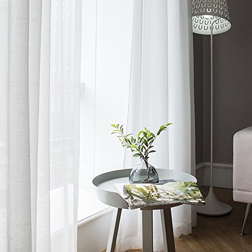 Short White Sheer Curtains 45 Inches Long (White / 54"W x 45"L (Pack of 2))
