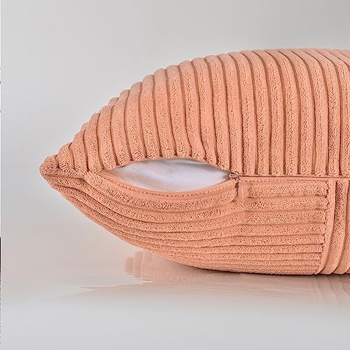 2 Packs Peach Samll Decorative Throw Pillow Covers 12x12 Inch with for Couch Bed Sofa (Peach / 12" x 12" (Pack of 2))