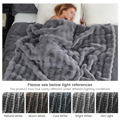 Faux Fur Throw Blanket for Couch (Grey / Throw(50" x 60"))