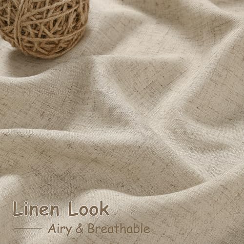 Taupe Burlywood Linen 144 Inch Curtains for Living Room Light Filtering Semi Sheer Curtain Back Tab Rustic Modern Farmhouse Decor Drapes Floor to Ceiling High Window for Bedroom 52x144 (52"W x 144"L (Pack of 2) / Taupe Burlywood)
