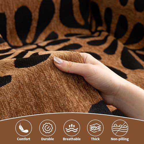 Geometric Boho Couch Cover for Sofa Decor (71" x 134" / Stripe: Brown and Black)