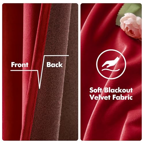 Velvet Curtains Christmas Red 52 x 108 Inch Length Set of 2 (Red / 52"W x 108"L (Pack of 2))