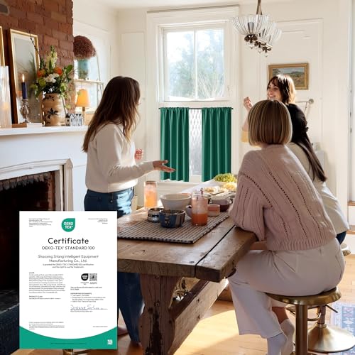 100% Blackout Basement Curtains 30 inches Long (100% Blackout - Dark Green / 34"W x 30"L (Pack of 2))