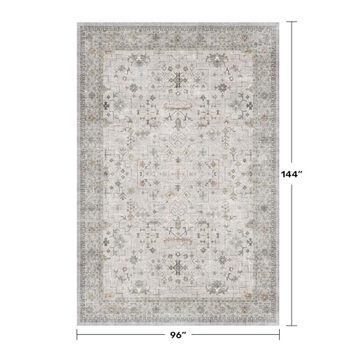 Boho Large Living Room Rug 8x12 (8' x 12' (Rectangular) / Light Gray / Sage)