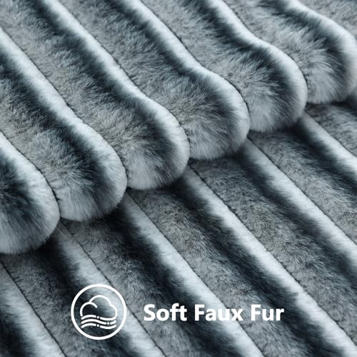Fall Faux Fur Throw Pillow Covers 12x20 Set of 2 Blue Grey (Blue Grey / 20" x 12" (Pack of 2))
