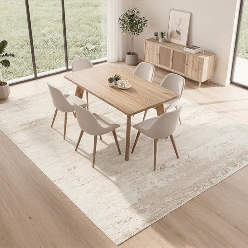 8x10 Neutral Washable Area Rugs for Living Room (8' x 10' (Rectangular) / Light Brown-light Yellow-beige Brown-white)