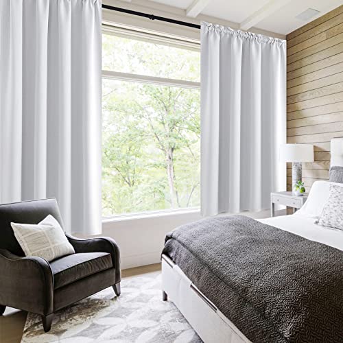 Blackout Curtains for Bedroom Living Room 52 x 45 Inch Long 2 Panels (Greyish White / 52"W x 45"L (Pack of 2))