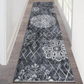 HEBE Hallway Runner Rug 2'x8' (Black/Grey / 2' x 8' (Rectangular))
