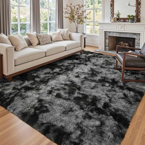 5x7 Ft Large Shag Rugs for Bedroom Living Room Decor for Men Boys (Dark Grey / 5' X 7' (Rectangular))