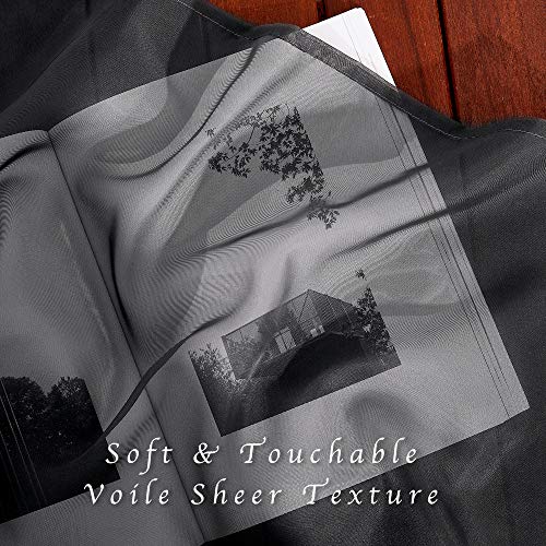 Sheer Curtains for Windows 54 inch Long (Black / 54"W x 54"L (Pack of 2))