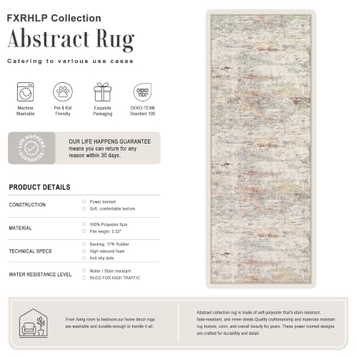 3x14 Washable Runner Rug：Modern Abstract Kitchen Soft Carpet Taupe (Taupe / 3' x 14' (Rectangular))
