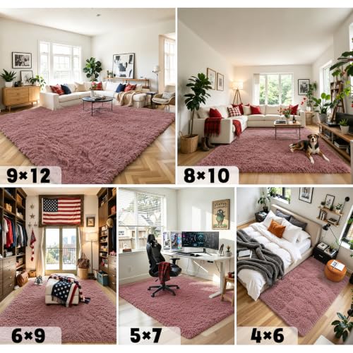 5x8 Blush Shag Area Rug for Living Room (Blush / 5' x 8' (Rectangular))