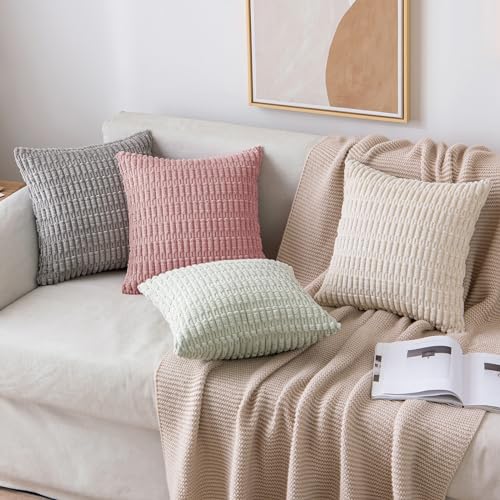 Corduroy Decorative Throw Pillow Covers 20x20 Blush Pink Pack of 2 (Blush Pink / 20" x 20" (Pack of 2))