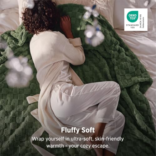 Checkered Soft Cozy Queen Blanket for Bed (Green / Queen (90" X 90"))