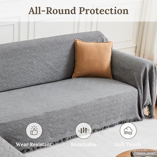 2 Piece Sectional Couch Cover for L Shape Sofa Light Grey XXXL (Light Grey / XXX-Large)