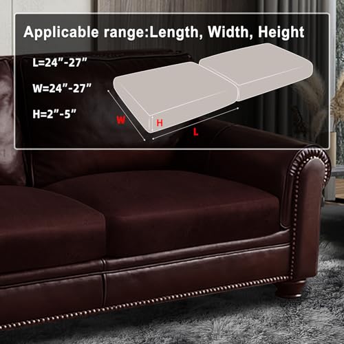Leather Look Couch Cushion Covers Sofa Seat Slipcovers Sets Couches Furniture Protector for Sectional Armchair Loveseat Pets Kids Stretch Spandex Fabric (2 Cushion Loveseat / Burgundy)
