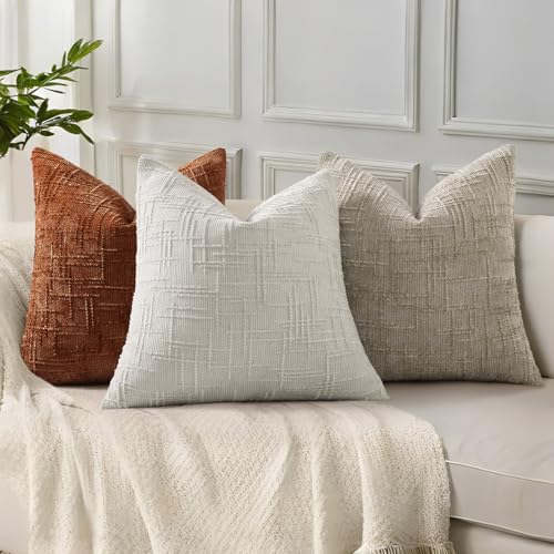 Textured Chenille Throw Pillow Covers 26x26 Set of 2 Light Grey (Light Grey / 26" x 26" (Pack of 2))