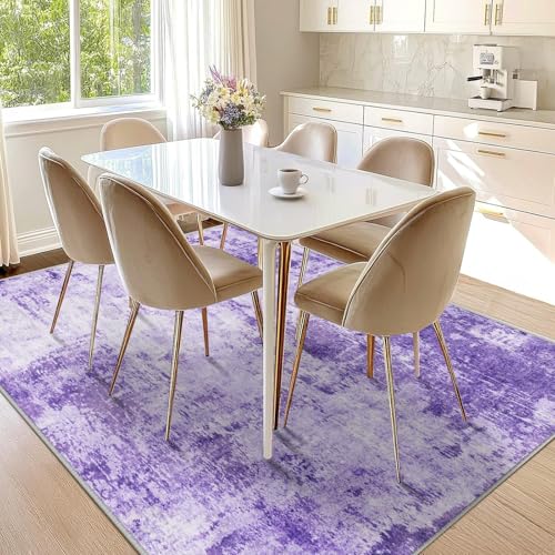 Washable 5'x7' Abstract Area Rug for Living Room Purple (Purple/Gray/Pink/White / 5' x 7' (Rectangular))
