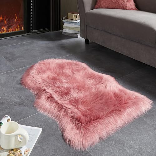 Faux Fur Rug Blush Pink Small Area Rug (2' x 3' (Sheepskin) / Blush Pink)