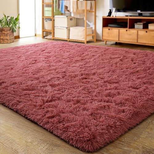 Area Rugs Fluffy Living Room Carpets for Kids Bedroom 4x5.3 (Blush / 4' x 5.3' (Rectangular))