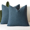 Decorative Textured Boucle Throw Pillow Covers 20x20 Inch (20" x 20" (Pack of 2) / Nightfall)