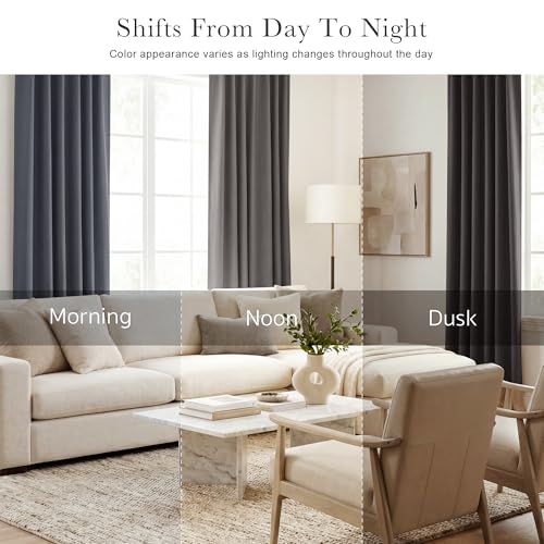Blackout Curtains 84 inches Long 2 Panels Set (Grey / 52"W x 84"L (Pack of 2))