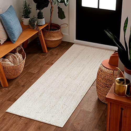 Hand Woven Jute Braided Runner (2'x6' / Off White)