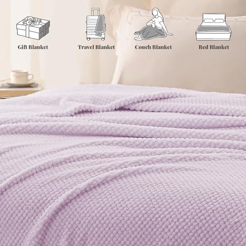 Soft Fleece Queen Size Bed Blanket (Lilac / Queen(90x90 In))