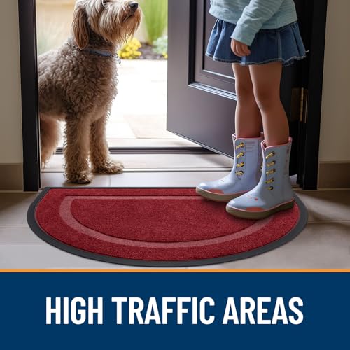 Half Circle Front Door Mat Outside 29.5x17 All (Wine Red / 29.5" x 17")