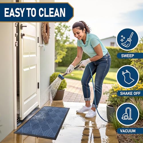 Front Door Mat Outside Entrance (Blue / 47" X 32")