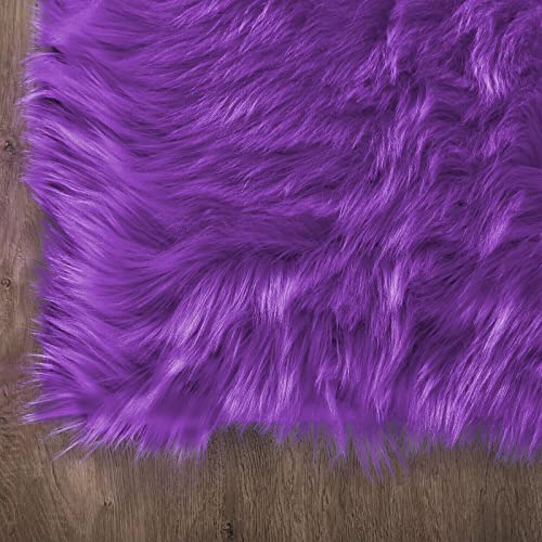 Washable Runners 2x6 Fluffy Shaggy Rug Purple Faux Sheepskin Fur Rug Small Soft Furry Rugs for Living Room Bedroom Sofa Cute Room Decor Runner (2' x 6' (Runner) / Purple)