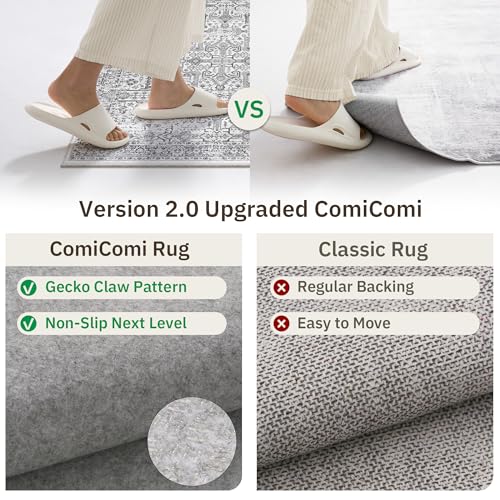 Hallway Washable Runner Rug 2x12 (Grey / 2' x 12' (Runner))