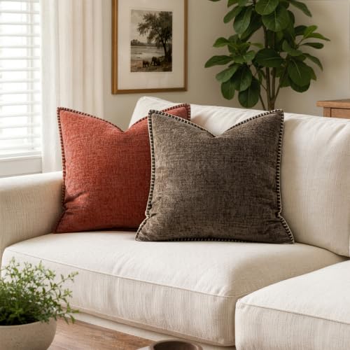 Decorative Couch Throw Pillow Covers 20x20 Inch Brown 2 Pack (Brown / 20" x 20" (Pack of 2))