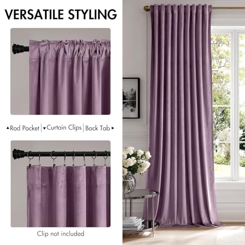 Lavender Velvet Curtains 52x90 inches Luxury Blackout Curtains (Lavender / 52"W x 90"L (Pack of 2))