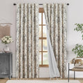 Floral Linen Blackout Curtains for Bedroom 84 Inches Long (Black / 50"W x 84"L (Pack of 2))