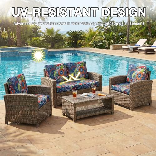 4Pcs Patio Cushion Covers (Paisley / 4PCS)