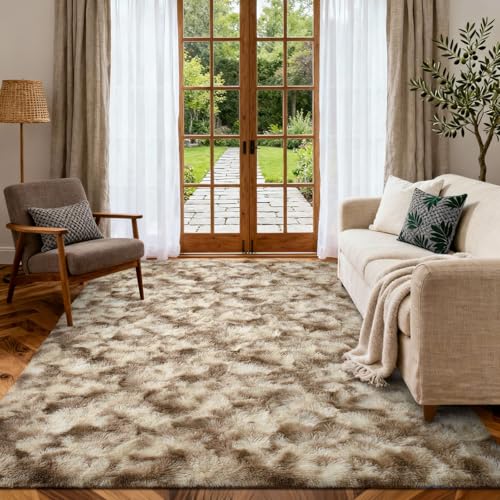 5x7 Ft Large Shag Rugs for Bedroom Living Room Decor for Men Boys (Ea Khaki 4sm11 / 5' X 7' (Rectangular))