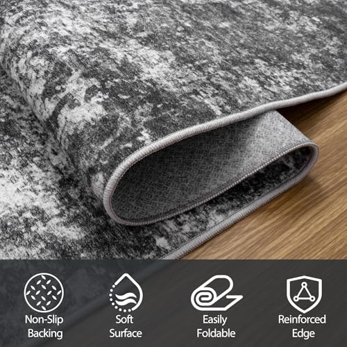 10x14 Area Rugs for Living Room Washable Dining Room Black Grey (Black/Grey / 10' x 14' (Rectangular))