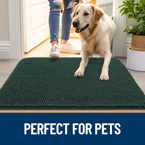Dog Door Mat for Muddy Paws 47x20 (Blackish Green / 47" X 20")
