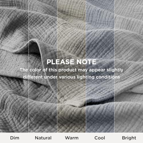 100% Cotton Muslin Blanket Queen Size for Bed (02 - Grey / Queen (90" X 90"))