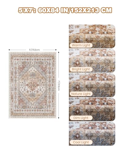 Area Rugs 5x7 Washable Rugs for Living Room (Orange / 5' x 7' (Rectangular))